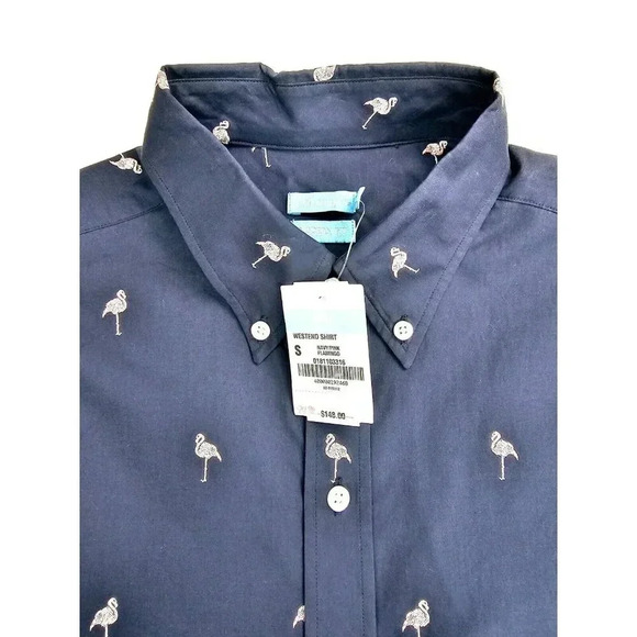 J. Mclaughlin Modern Fit Size Small Men Mavy Pink Flamindo Button Down Shirt NWT - Picture 5 of 10